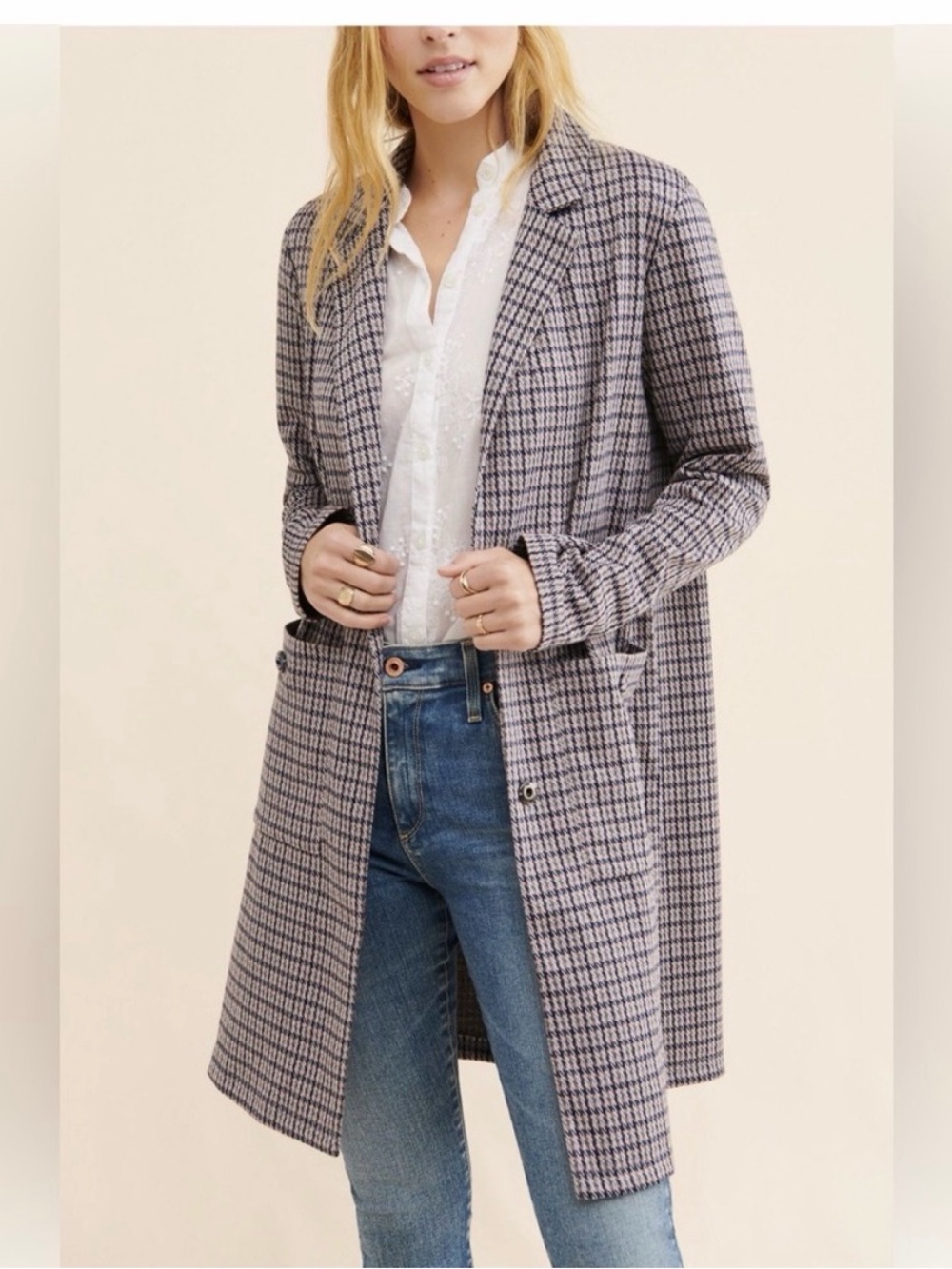 Harlyn Graham Longline Plaid Blazer (S)—GUC